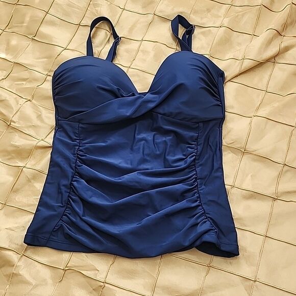 Tropical Escape Women's Swim Top in Navy Blue - Picture 1 of 4